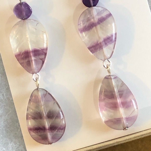 Fluorite & Amethyst Earrings - Picture 4 of 7